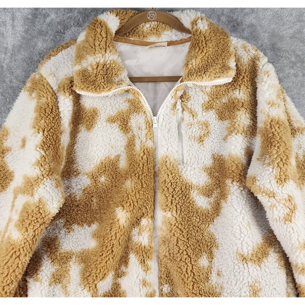 Betsy Johnson Performance Jacket Womens Medium Brown White Full Zip Faux Sherpa - Picture 7 of 12